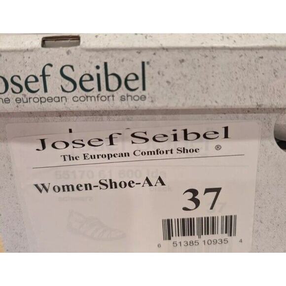 Josef Seibel‎ Ida Black Sandals Loafers Womens Sz US 6.5 EU 37 Leather Fisherman - Picture 5 of 12